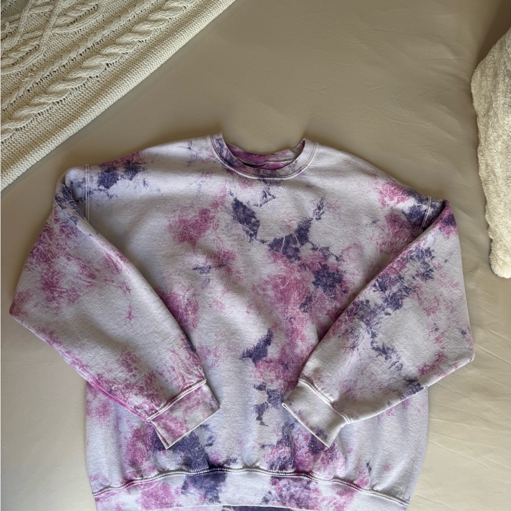 Urban Outfitters Purple and Pink Tie-Dye Sweater